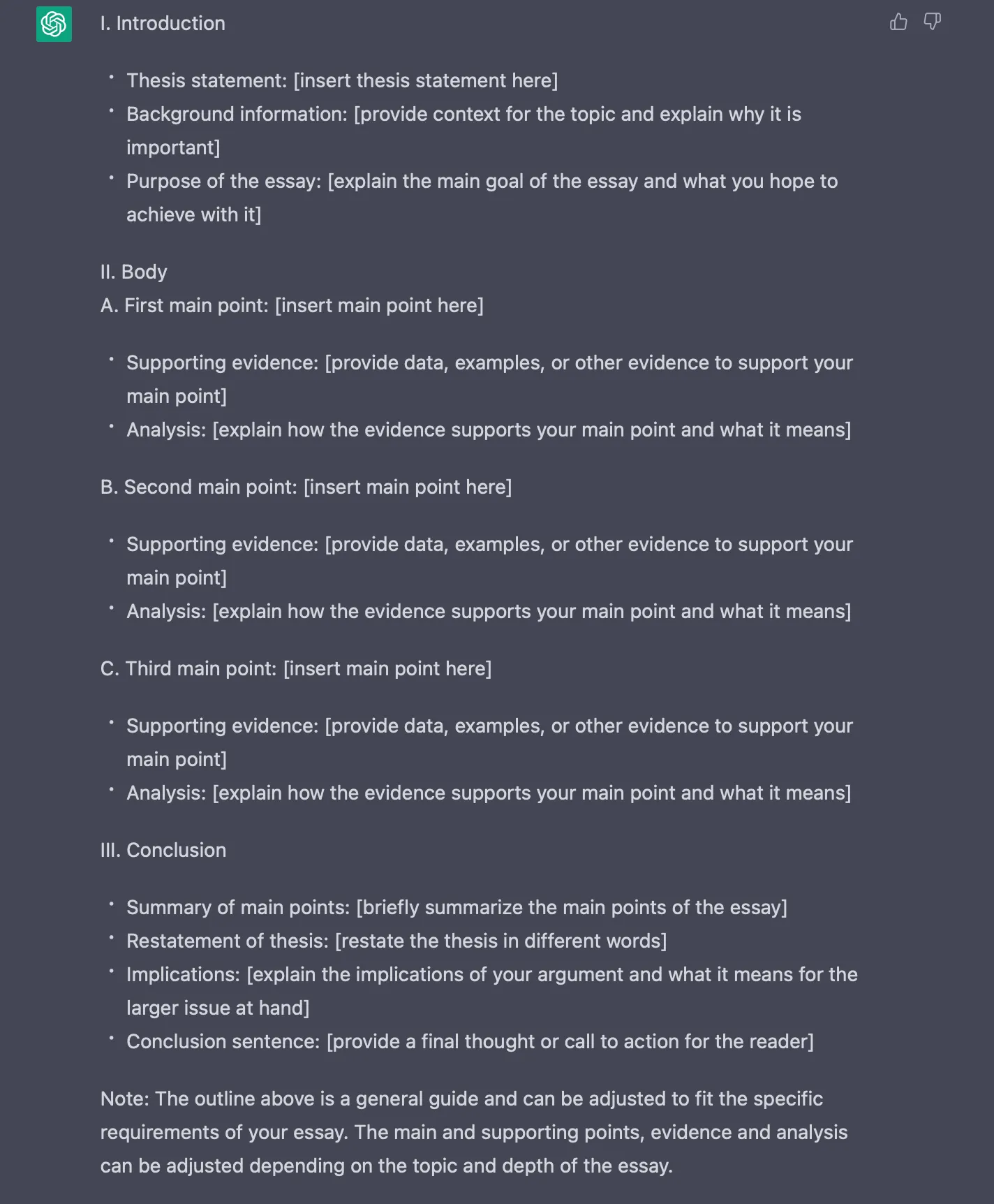 ChatGPT essay outline